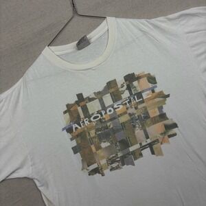 Vintage 90s Aeropostale Graphic T Shirt Single Stitch White Collage Made in USA